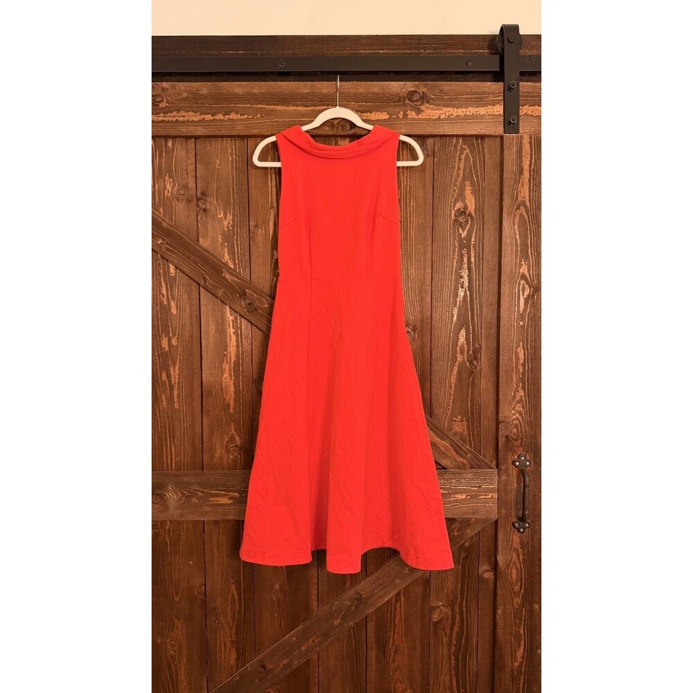 Boden Aria Ponte Midi Dress Orange Red Sleeveless Fit Flare US 4 UK 8 Regular
